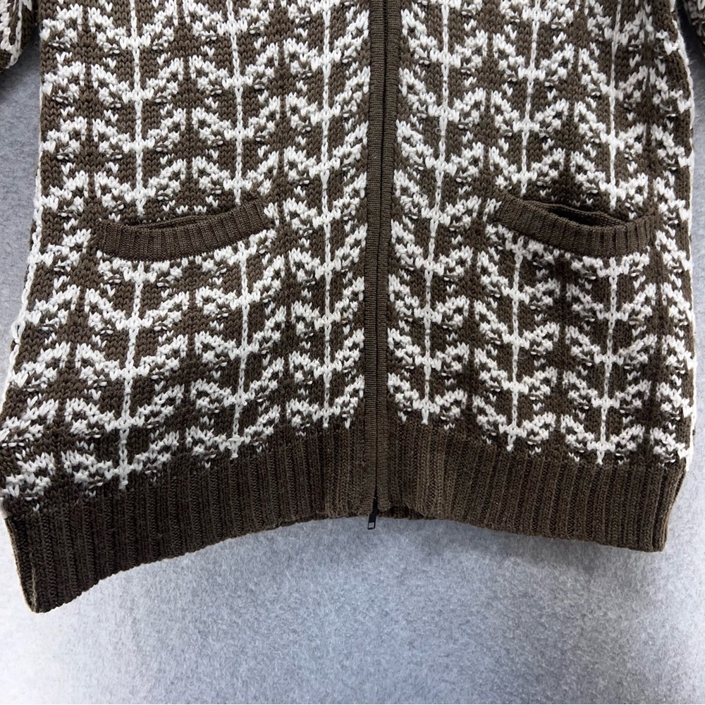 Chico's Chocolate and Ivory Knit Cardigan - Picture 2 of 10
